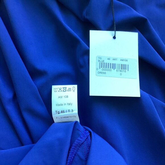 A.Marsi Blue Asymmetrical Dress With Adjustable Straps & Pockets Size L Made In - Picture 7 of 7